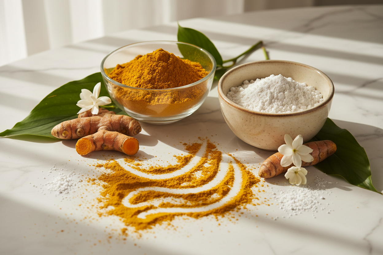 Natural products maybe some turmeric and kojic powders